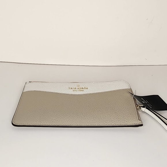 Kate Spade Medium Large Zip Wristlet - Lucy - Pebbled Leather - Light Sand - NWT - Picture 3 of 9